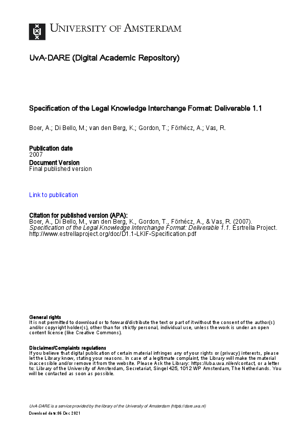 (PDF) Specification of the Legal Knowledge Interchange Format ...
