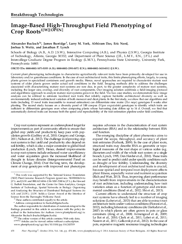 (PDF) Image-based high-throughput field phenotyping of crop roots