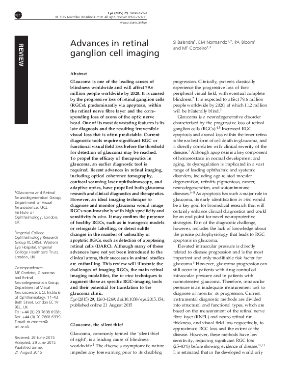 (PDF) Advances in retinal ganglion cell imaging