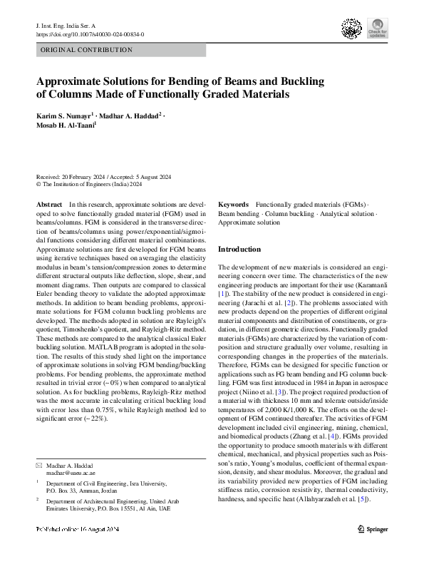 (PDF) Approximate Solutions for Bending of Beams and Buckling of ...