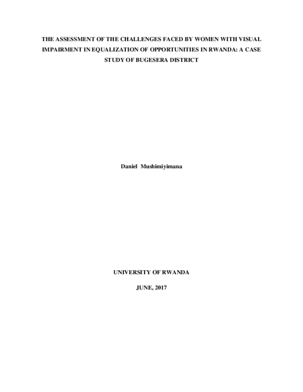 (PDF) The assessment of the challenges faced by women with visual ...
