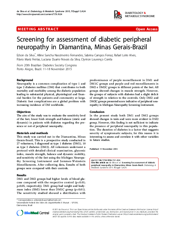 (PDF) Screening for assessment of diabetic peripheral neuropathy in ...