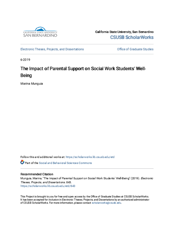 (PDF) The Impact of Parental Support on Social Work Students' Well-Being