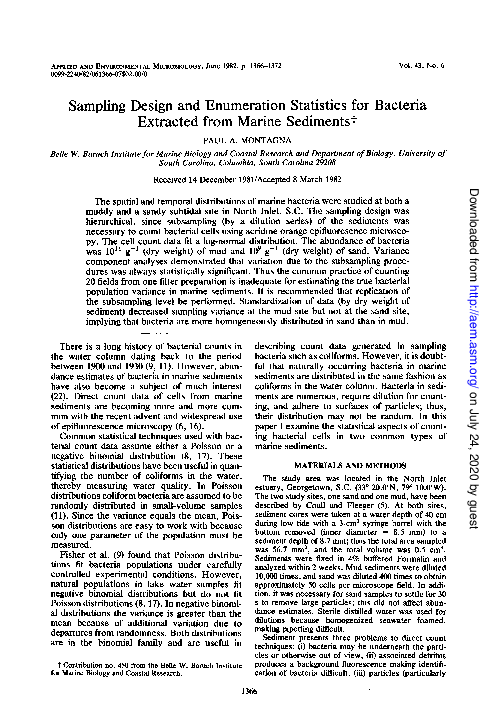 (PDF) Sampling Design and Enumeration Statistics for Bacteria Extracted ...