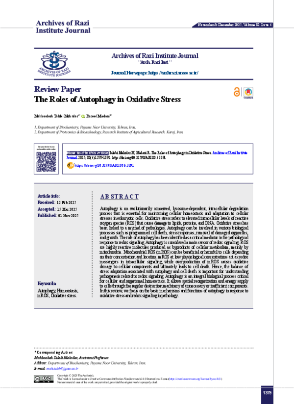 (PDF) The Roles of Autophagy in Oxidative Stress