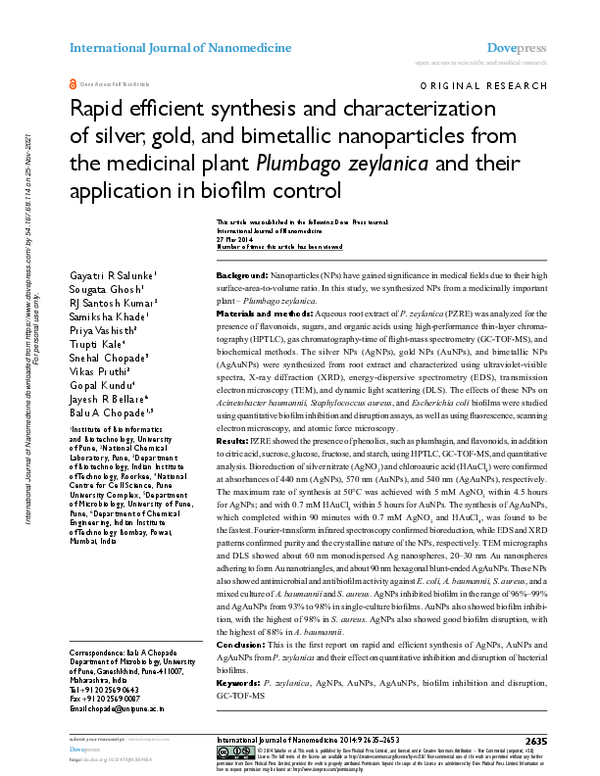 (PDF) Rapid efficient synthesis and characterization of silver, gold ...