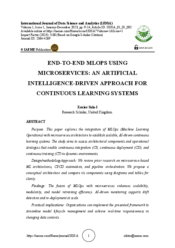 (PDF) END-TO-END MLOPS USING MICROSERVICES: AN ARTIFICIAL INTELLIGENCE ...