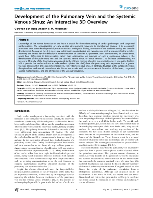 (PDF) Development of the Pulmonary Vein and the Systemic Venous Sinus ...