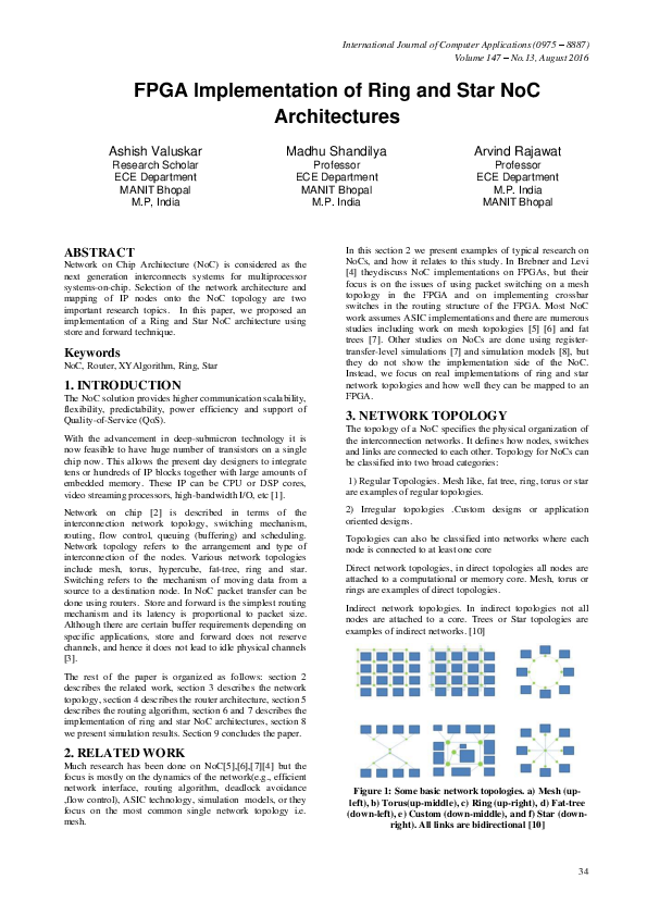 (PDF) FPGA Implementation of Ring and Star NoC Architectures