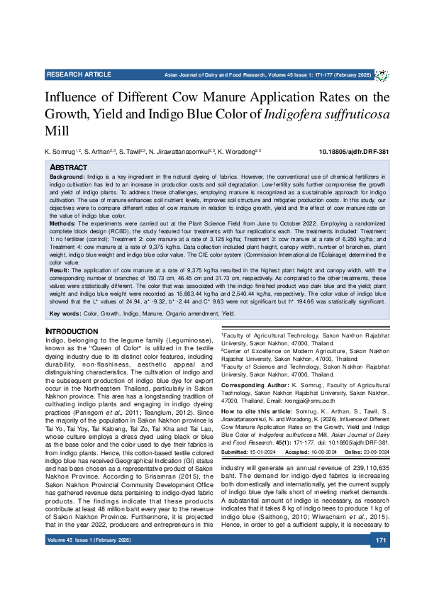 (PDF) Influence of Different Cow Manure Application Rates on the Growth ...