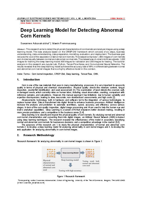 (PDF) Deep Learning Model for Detecting Abnormal Corn Kernels