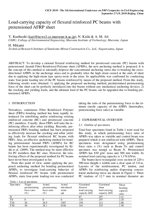 (PDF) Load-Carrying Capacity of Flexural Reinforced PC Beams with ...