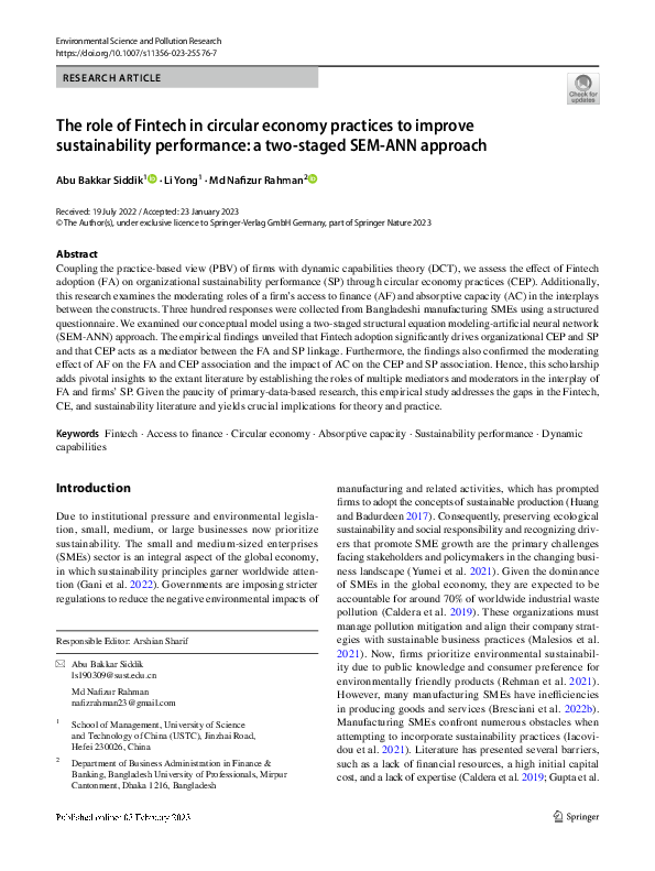(PDF) The role of Fintech in circular economy practices to improve ...