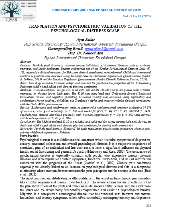 (PDF) TRANSLATION AND PSYCHOMETRIC VALIDATION OF THE PSYCHOLOGICAL ...