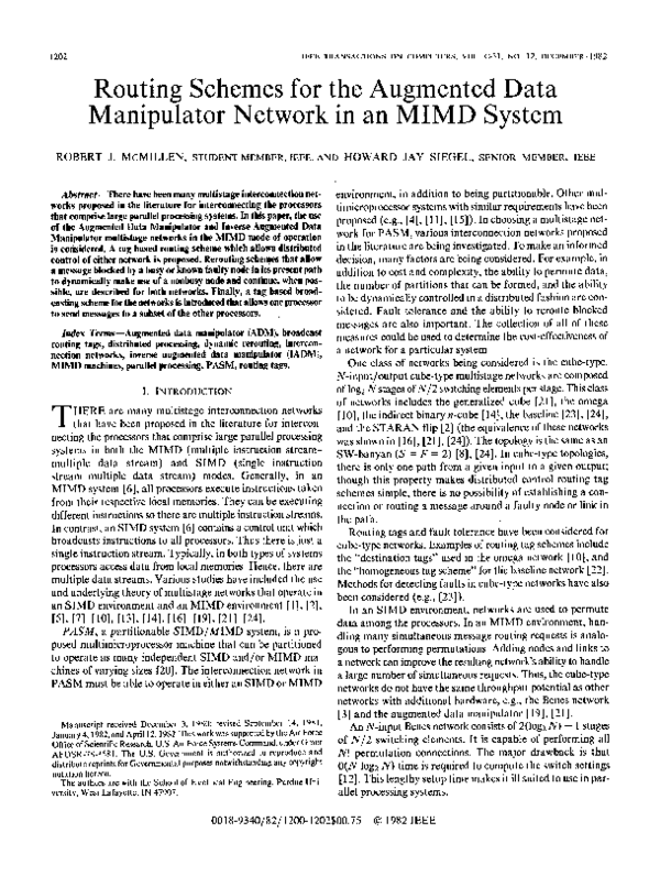 (PDF) Routing Schemes for the Augmented Data Manipulator Network in an ...