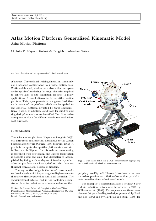 (PDF) Atlas motion platform generalized kinematic model
