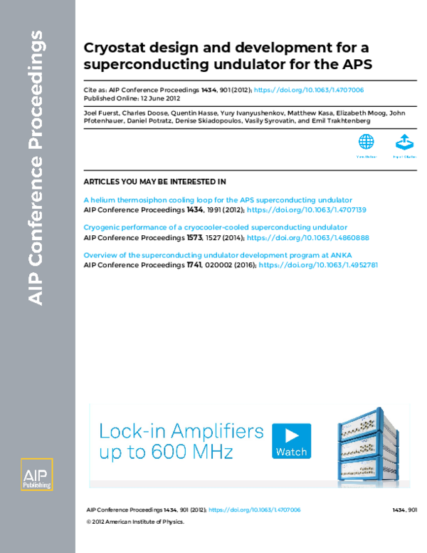 (PDF) Cryostat design and development for a superconducting undulator ...