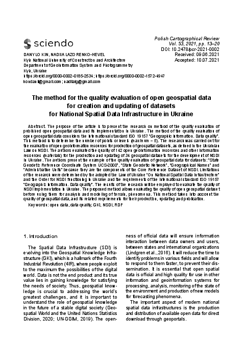 (PDF) The method for the quality evaluation of open geospatial data for ...