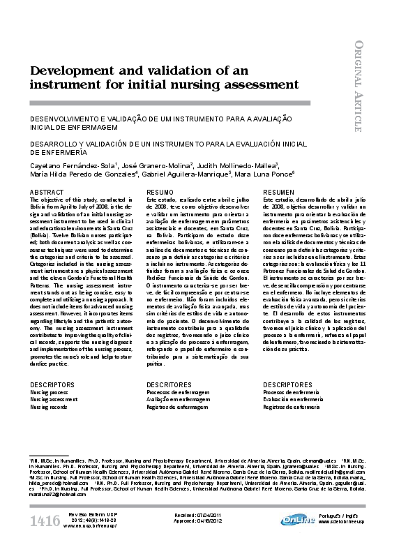(PDF) [Development and validation of an instrument for initial nursing ...