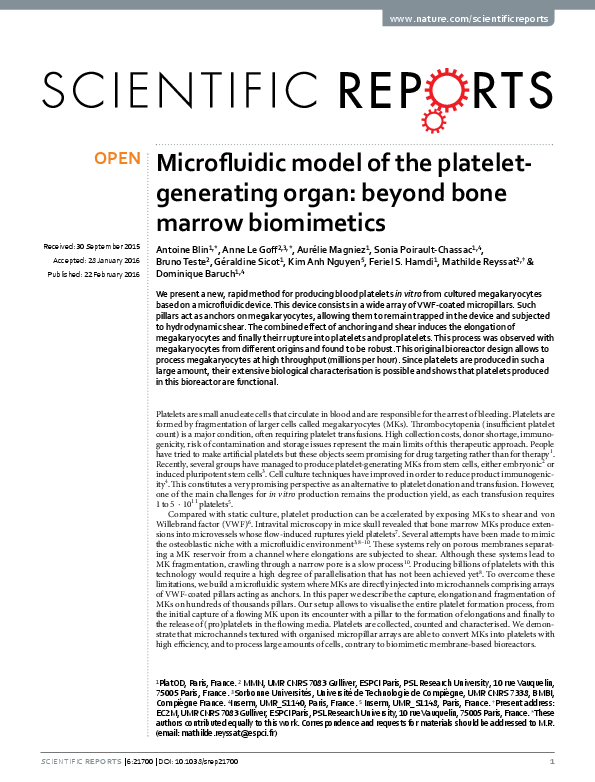 (PDF) Microfluidic model of the platelet-generating organ: beyond bone ...