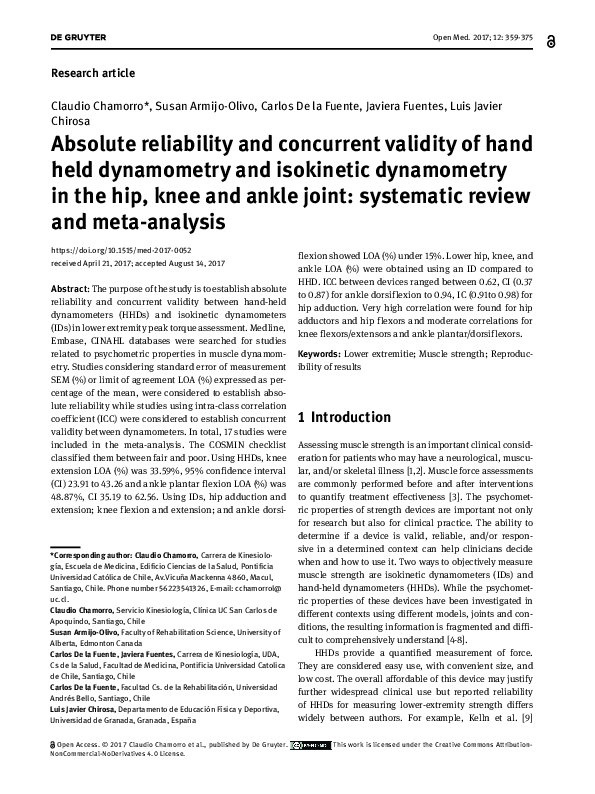(PDF) Absolute Reliability and Concurrent Validity of Hand Held ...