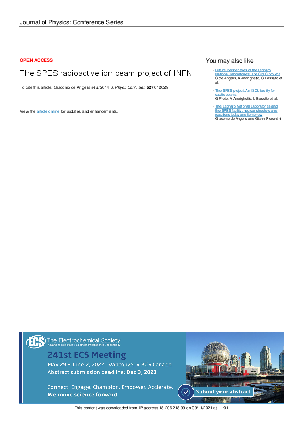(PDF) The SPES radioactive ion beam project of INFN