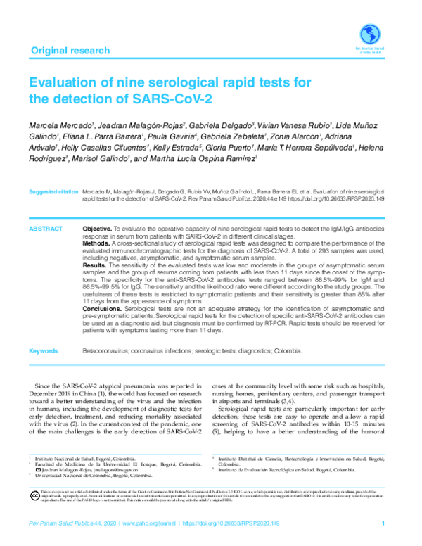 (PDF) Evaluation of nine serological rapid tests for the detection of ...