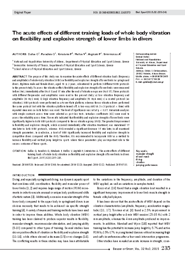 (PDF) The acute effects of different training loads of whole body ...