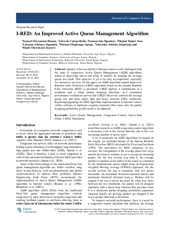 (PDF) IRED: An Improved Active Queue Management Algorithm
