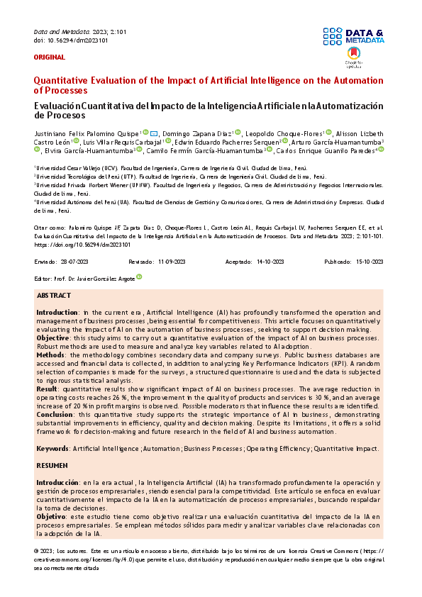 (PDF) Quantitative Evaluation of the Impact of Artificial Intelligence ...