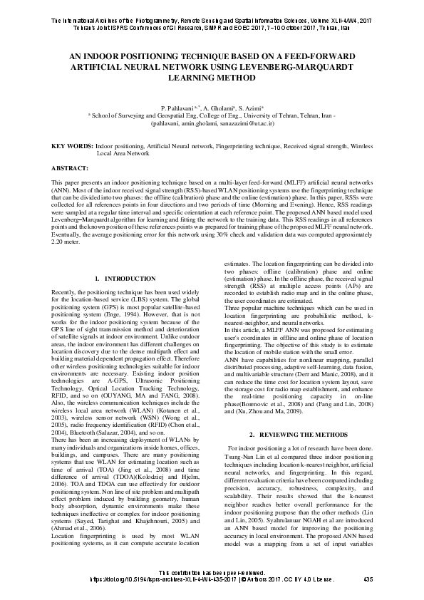 (PDF) An Indoor Positioning Technique Based on a Feed-Forward ...