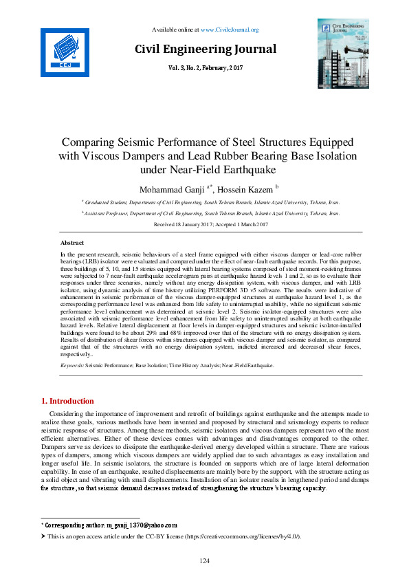 (PDF) Comparing Seismic Performance of Steel Structures Equipped with ...