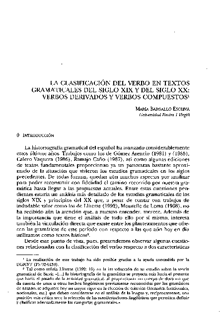(PDF) La clasificación del verbo en textos gramaticales del siglo XIX y ...