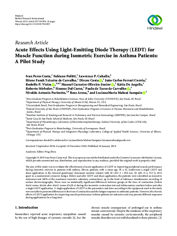 (PDF) Acute Effects Using Light-Emitting Diode Therapy (LEDT) for ...