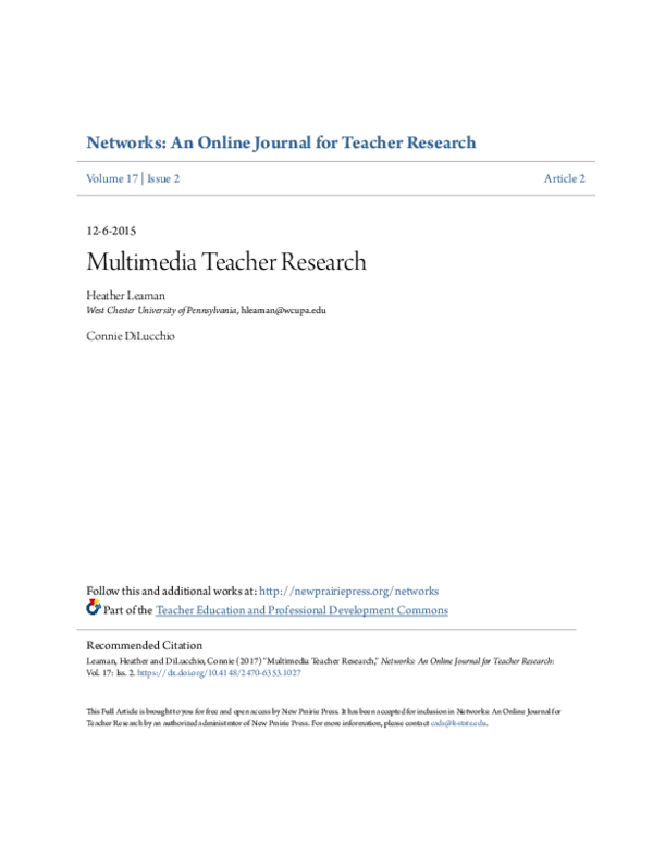 (PDF) Multimedia Teacher Research