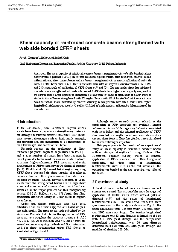 (PDF) Shear capacity of reinforced concrete beams strengthened with web ...