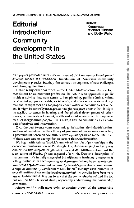 (PDF) Editorial introduction: Community development in the United States