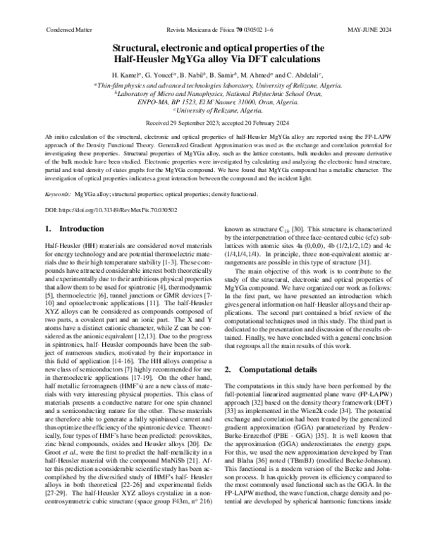 (PDF) Structural, electronic and optical properties of the Half-Heusler ...