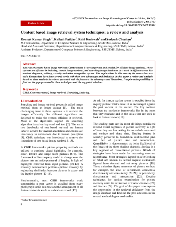 (PDF) Content based image retrieval system techniques: a review and ...