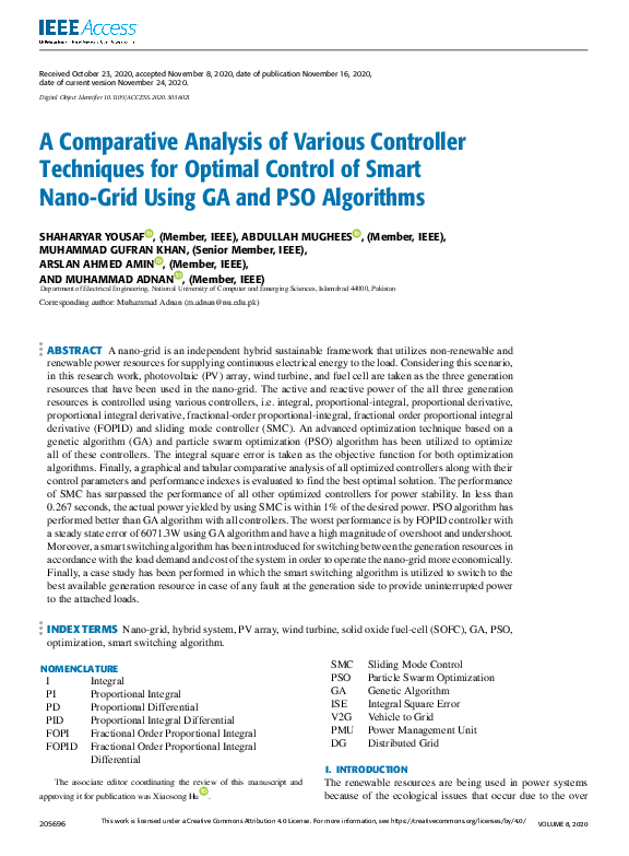 (PDF) A Comparative Analysis of Various Controller Techniques for ...