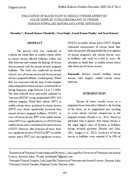 (PDF) Evaluation of blood flow in middle uterine artery by color ...