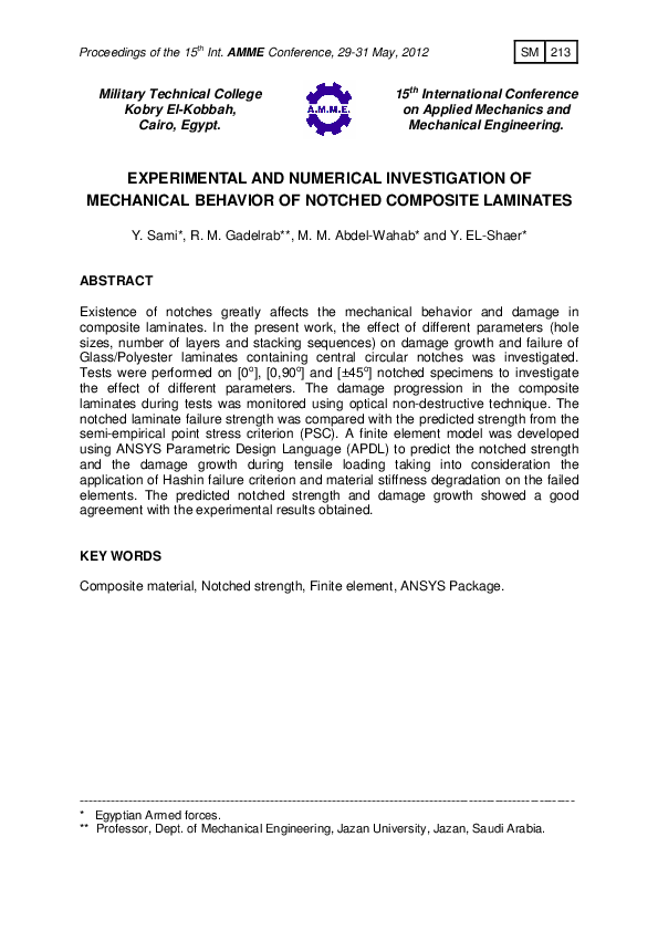 (PDF) Experimental and Numerical Investigation of Mechanical Behavior ...