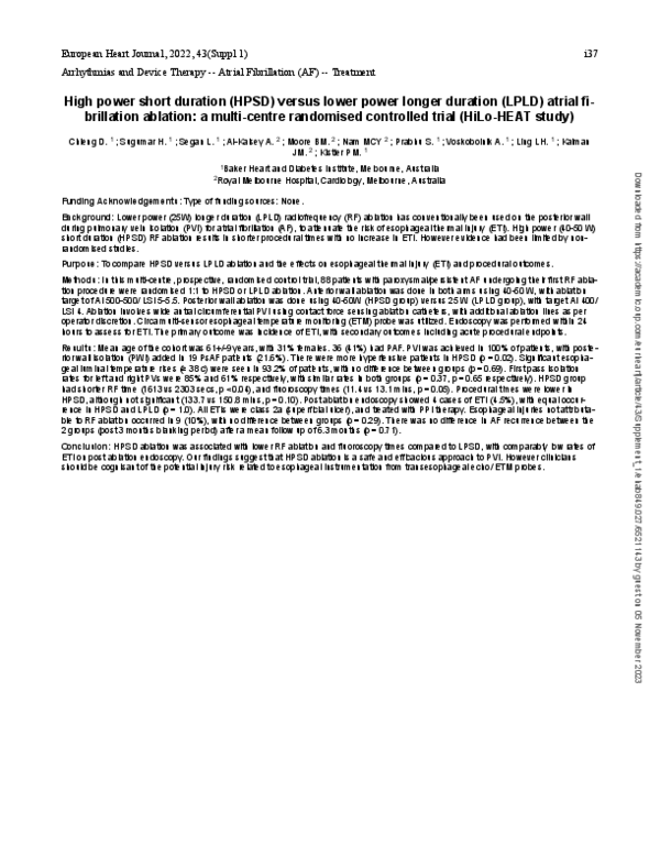(PDF) High power short duration (HPSD) versus lower power longer ...