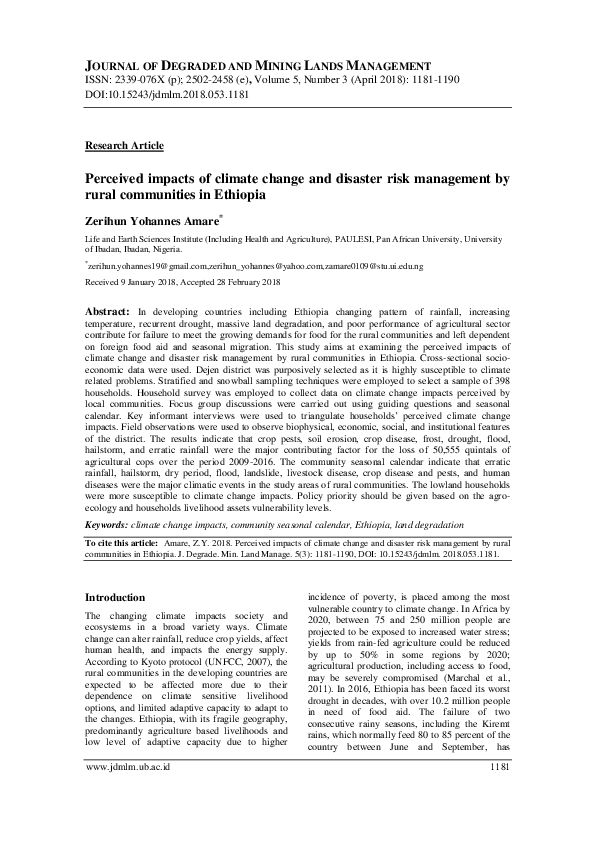 (PDF) Perceived Impacts of Climate Change and Disaster Risk Management ...