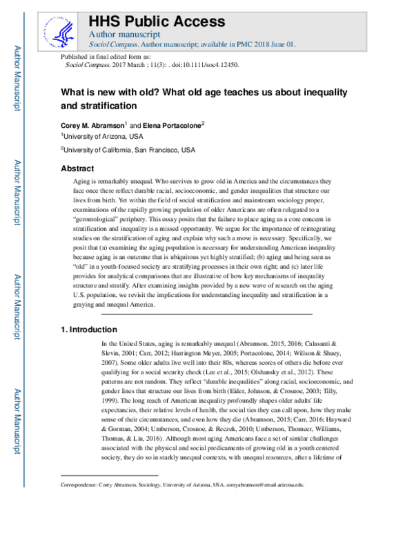 (PDF) What is new with old? What old age teaches us about inequality ...