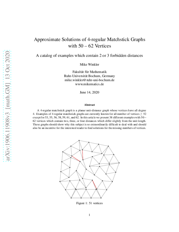 (PDF) Approximate Solutions of 4-regular Matchstick Graphs with 51 ...