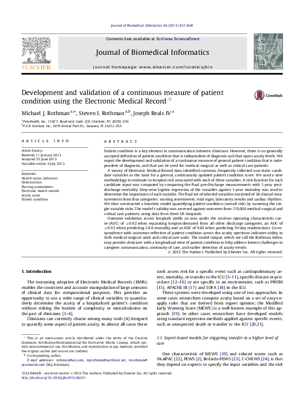 (PDF) Development and validation of a continuous measure of patient ...