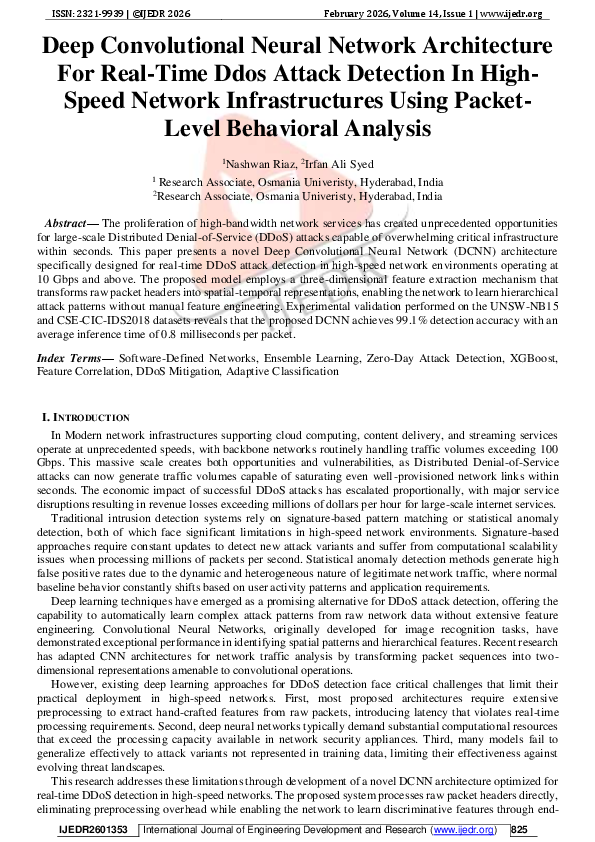 (PDF) Deep Convolutional Neural Network Architecture For Real-Time Ddos ...