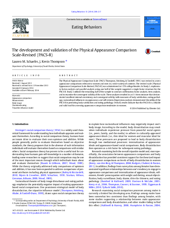(PDF) The development and validation of the Physical Appearance ...