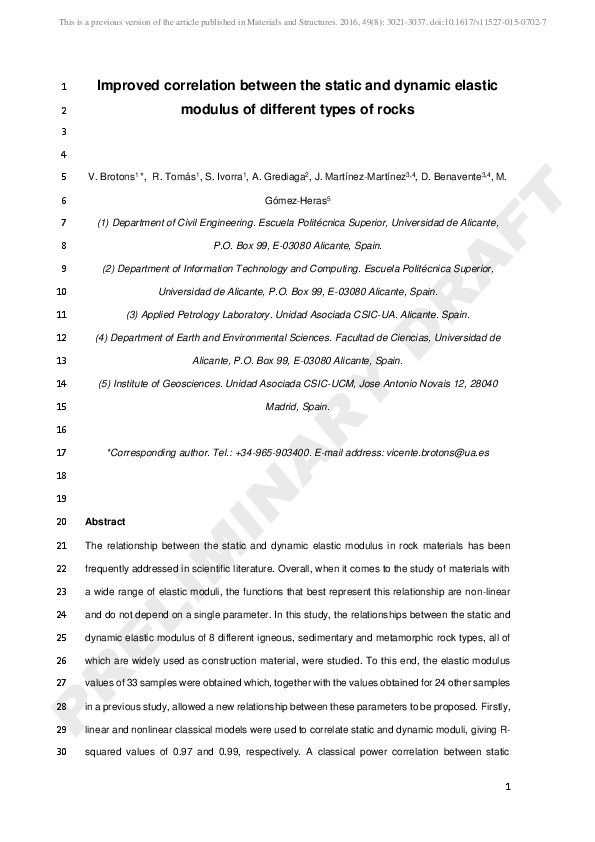 (PDF) Improved correlation between the static and dynamic elastic ...